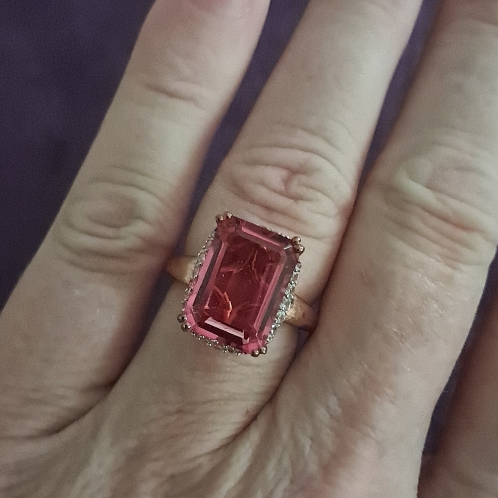Radiant Orchid Quartz & White Zircon Accented Ring